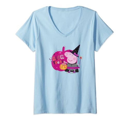 T-shirt col V Peppa Pig Halloween femme vêtement de fête trick or treat