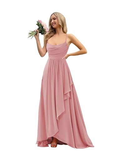 Image of PUXIU Women's Bridesmaid Dresses 2025 with Slit A Line Formal Dress with Pockets PUS047