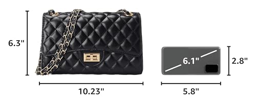 Image of Quilted Leather Crossbody Bags for Women Trendy Ladies Shoulder Purse Satchel HandBag with Chain Strap