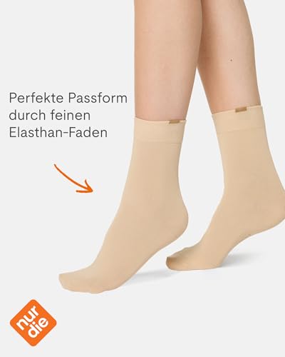 Nur Die 3er Pack Passt Perfekt Socken atmungsaktive Baumwolle einfarbig Komfortbund ohne drückende Naht Damen, beige, 35-38
