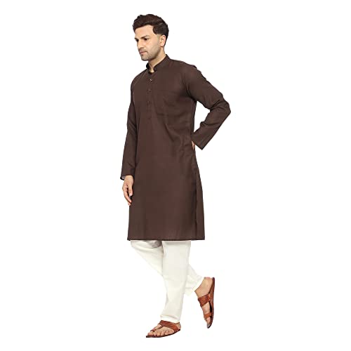 Image of ITOS365 Men Cotton Blend Kurta Pyjama Set Party Fashion Regular Ethinic Wear Indian Dress Gift for Men