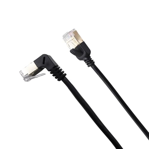 90 Degree Right Angle Cat8 Ethernet Cable, Right Angle Ethernet Cable 32 AWG 40 Gbps High Speed 2000 MHZ Cat8 LAN Network Cord Wire with Gold-Plated RJ45 Connectors (Up to Down, 1.6 FT-2 Pack)