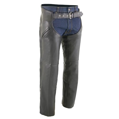 Milwaukee Leather Leather Mens Chaps Mens Leather Slash Pocket Chaps With Thermal Liner Large Style # ML1103 (X-Large)