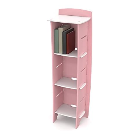Legaré Furniture Children's Furniture 3-Tier Shelf Bookcase, Storage Organizer with Adjustable Shelves for Kids Bedroom, Pink and White Cover