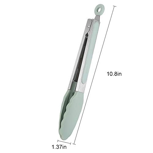 Image of Premium Steel and Siliconel Heat Resistant Kitchen Tongs for Cooking | Non Scratch Silicone Tip for Pans,Air Fryer,Barbeque, Serving | 10 inch - 230C Heat-Resistant (Pack of 01) (of White)