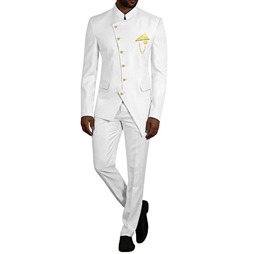 African Suit for Men Single Breasted Jacket with Kerchief and Pants 2 Piece Set Dashiki Clothes for Wedding - Main Image