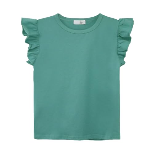 Image of Toddler Girls Ruffle Sleeve T-Shirt Plain Tank Tops Basic Blouse for Girl