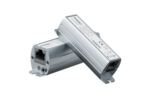 PROCET Ethernet Surge Protector Gigabit - 20KV Industrial Lightning Arrestor for -40°F to 185°F, 120Wmax PoE++ RJ45 Surge Protector, 10/100/1000Mbps, Gas Discharge Tube?GDT?, PT-PR01G