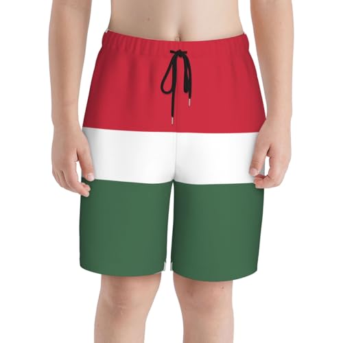 Flag of Hungary Youth Beach Pants, Soft and Breathable, with Drawstring Waist, Suitable for Sports and Leisure.3