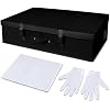 Berlune Wedding Dress Storage Box Kit Bridal Dress Preservation Box with 100 Sheets of Acid Free Tissue Paper and 1 Pair Microfiber Gloves for Storage Wedding Gown, 31 x 20 x 8 InchesLarge,Black