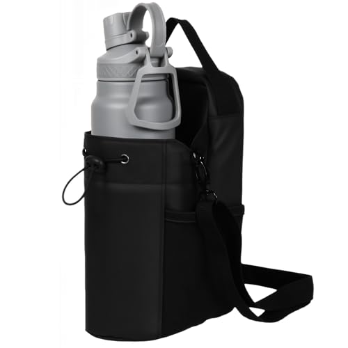 Urban Deco Magnetic Gym Bag Magnetische Wasserflasche Tasche, Magnetischer Cup Tasche mit Handyfächern 1.5L, Magnetverschluss Fitnessstudio Zubehör Flaschenhalter Bottle Bag, Schwarz