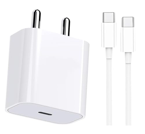 Image of 20W Original Super Fast Charger & Type C Cable Compatible with iPhone 16 Pro Max /16 Pro /16 Plus /16, iPhone 15 Pro Max /15 Pro /15 Plus /15, Samsung Type C Models, White