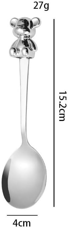Silverware Flatware Set, 1/4/6/8/10pcs Creative Cartoon Bear Stainless Steel Spoon Household Spoon Dessert Spoon(10Pcs)