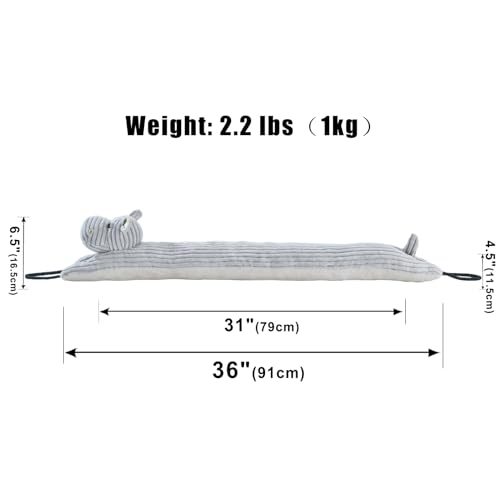 Image of Marwood Under Door Draft Stopper Decorative Wind Stopper 36 inch for Door & Window, Weighted Animal Air Draft Stopper Snake Noise Blocker for Bottom of Door with Hanging Loops - Hippo