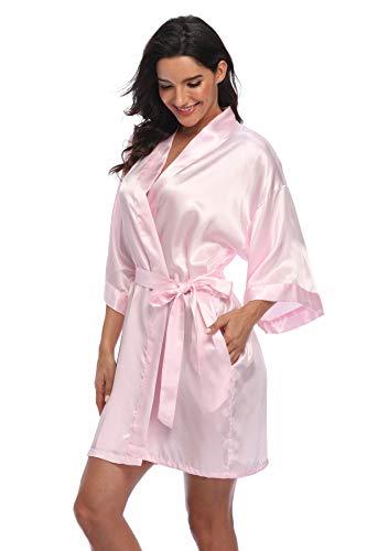 Image of Women's Pure Short Silky Robes Bridesmaid Bride Party Satin Robes Sleepwear