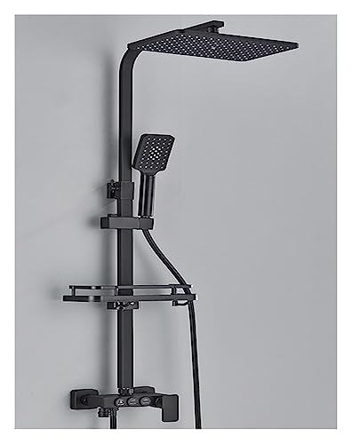 Robinet de douche thermostatique noir pour salle de bain moderne à effet pluie