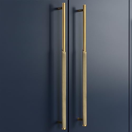Image of Plantex Stainless Steel & Aluminium Cabinet Handle /450mm Wardrobe Door Handle /Cupboard Pull-Push Handles for Home /Office - Pack of 2 (Brass Antique & Gold)