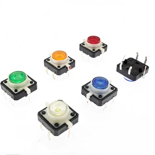Interrupteur tactile LED rouge 12x12x7,3mm pour vos circuits électroniques, lot de 5 pièces