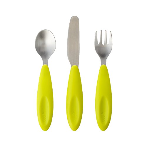 Image of Boon Flatware Transitional Toddler Utensils, Green