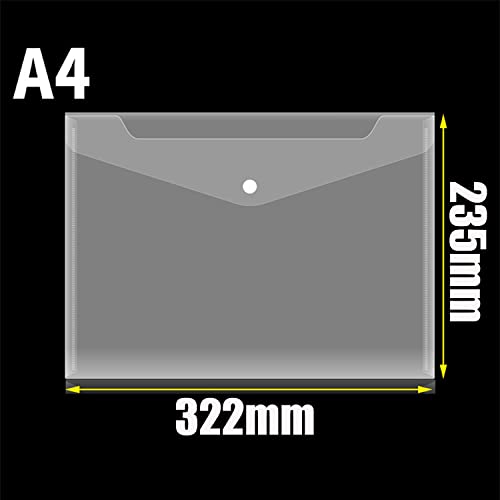 Clear Document Folders Transparent Filing Envelopes Waterproof Plastic Envelopes File Holder Filing Document Poly Envelope With Snap Button Closure For A4 Letter Paper Size (White/5 Pcs ) #TOP5