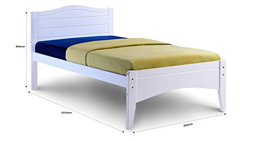 Lauren Heart White Wooden Slatted Bed in 3FT Single (90 x 190cm)