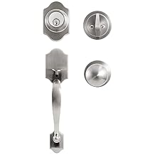 أقفال الأبواب الأمامية NeuType مع أقفال Deadbolt للأبواب مقبض باب من النيكل الساتان مجموعة مقابض الأبواب الأمامية مع قفل ومفتاح ومجموعة أقفال الأبواب الخارجية Deadbolt مع Deadbolt