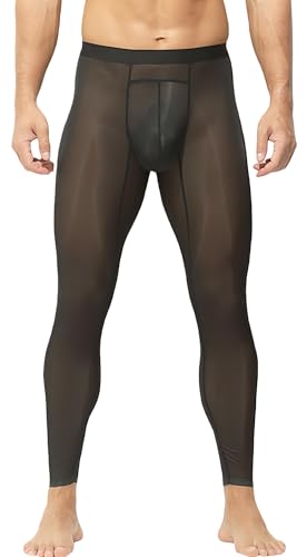 AIEOE Leggings Brillants pour Hommes sous-Vêtements Sexy Transparents Collants à Séchage Rapide Hose de Survêtement EU XL