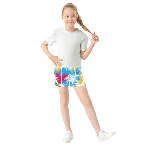 Tropical Summer Colorful Palm Girls Lounge Shorts Athletic Cute Comfy Print Youth Pajama Sleepwear, X-Small2