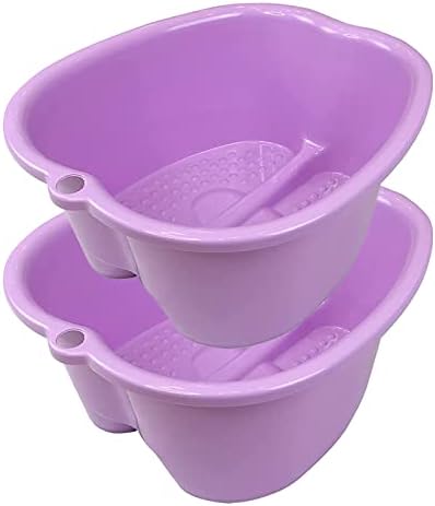 Extra-Large Foot Bath Soak Tub 2-Pack – Durable Massage Basins for Home Relaxation, Fits Large Feet, Non-Slip Base Purple/Purple