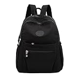 Ecohaso Women's Fashion Backpacks, Small Backpacks for Women Mini Nylon Waterproof Anti Theft Rucksack Women Travel Handbag (Black)