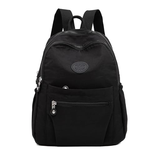 Image of Ecohaso Women's Fashion Backpacks, Small Backpacks for Women Mini Nylon Waterproof Anti Theft Rucksack Women Travel Handbag (Black)