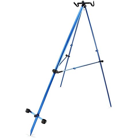 Sea Fishing Tripod Beach 2 Rod Stand 7ft Beachcaster Fishing Rack Adjustable Blue Cover