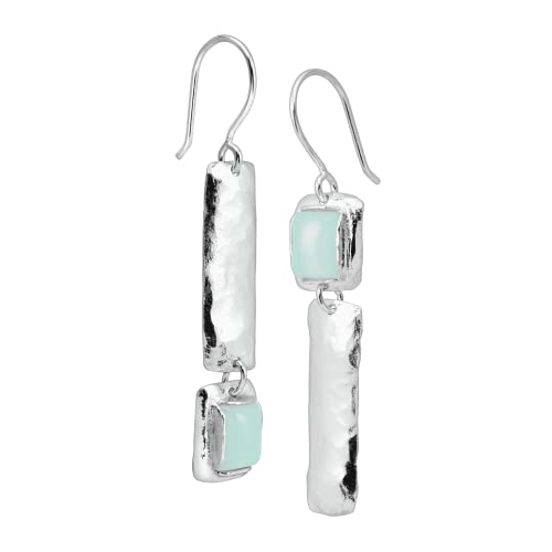 Silpada Drop Earrings For Women, 925 Sterling Silver, Natural Chalcedony Hinged, I'll Never Pas-Tell' #TOP1