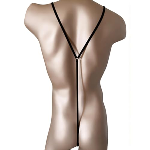 [GEUGJJK] メンズYバック ネックストラップ メンズ下着 紐パン ロングストラップ マンキニ 下着 セクシー エッチ 極小 過激 透け 快適 男性 ビキニ Vバック フロントポーチ Gストリング ストレッチ性 人気 エロ アイスシルク生地 - 画像5