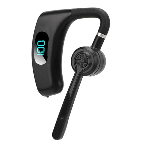 Yunseity Single Bluetooth Earbuds, Single Cordless Earpiece with Microphone, Noise Reduction Hands Driving Headset with Digital Display, 270 Degree Rotatable for Business Driving