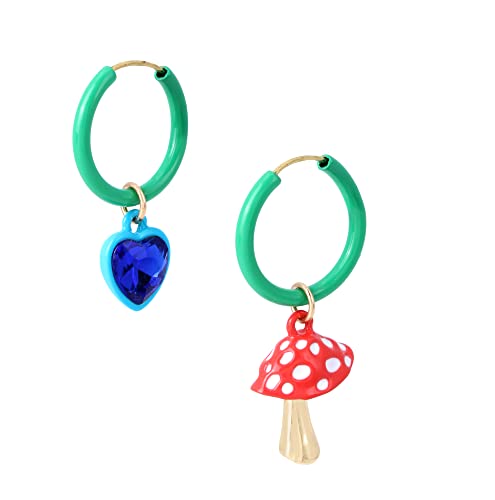 Mushroom Charm Hoop Earrings