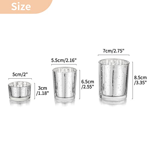 Nuptio Tea Light Candle Holder Set Of 6 Glass Tealight Holders Floating Candle Holders Votive Speckled Mercury Candle Stand For Birthday Wedding Centerpiece Dinning Room Decorations Christmas #TOP5