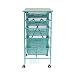 Origami Wheeled Folding Steel 5 Drawer Storage Kitchen Cart Wood Top, Turquoise