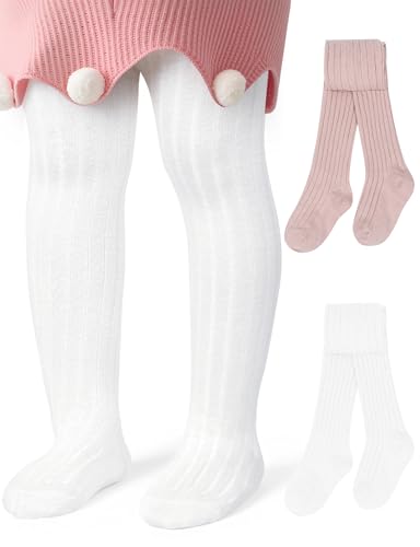 MELLIEX Pack 2 Leotardos de Bebé, Medias Niña Suaves Cálidas Cintura Alta Leotardos Bebé para Niñas y Niños de 0-30 Meses
