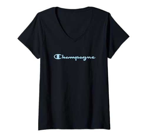 Mujer Top de moda champán Camiseta Cuello V