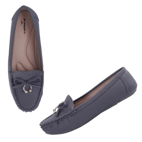 Image of CatBird Women's Slip-On Loafers | Cushioned Comfort Flats with Bow & Metal Detail | Lightweight Office & Casual Shoes | Anti-Slip Sole