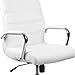 Flash Furniture Whitney Mid-Back Swivel LeatherSoft Desk Chair with Padded Seat and Armrests, Adjustable Height Padded Office Chair, White/Chrome