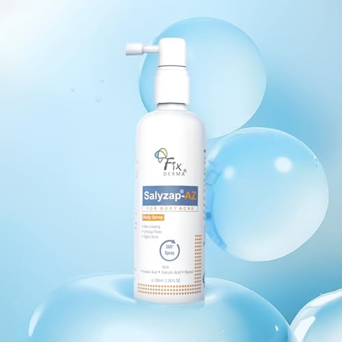 Image of Fixderma Salyzap-Az 2% Salicylic Acid + 2% Azelaic Acid Body Acne Treatment Unscented Spray For Acne On Body Parts Like Back, Upper Arms | Paraben Free | Unclog Pores - 100ml