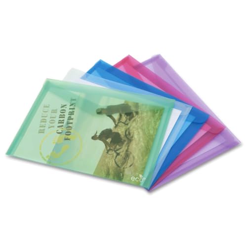 Rapesco 1041 ECO Popper Wallets, A3, Assorted Transparent Colours, Pack of 5