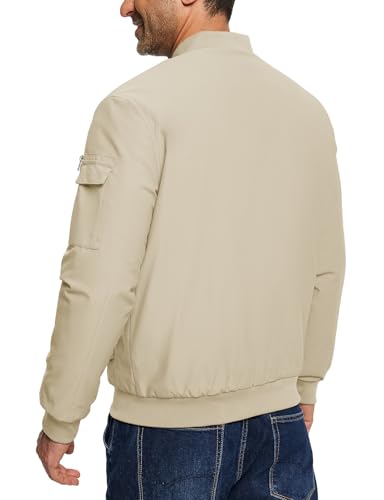 Image of TBMPOY Men's Winter Bomber Jacket Fall Casual Windbreaker Softshell Jackets | Quilted full zip coats, 5 pockets, water resistant, warm, windproof, stand-up collar, for outdoor, hiking, work, business