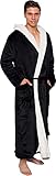 Ross Michaels Mens Robe Big & Tall with Hood - Long Plush Sherpa Lined Fleece Bathrobe (Black,...