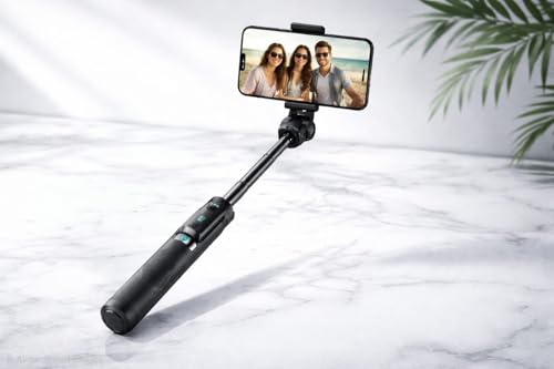 Image of UNITEQ Snappro X1 Bluetooth Selfie Stick Tripod, Extendable Phone Stand with Wireless Remote, Adjustable & Foldable Selfie Stick for iOS & Android Phones