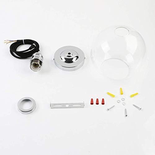 Phansthy Industrial Vintage Pendant Light Retro Ceiling Light 20cm Globe Clear Glass Shade Hanging Light Decoration Lamp for Loft Kitchen Coffee Bar E27 (Chromed)