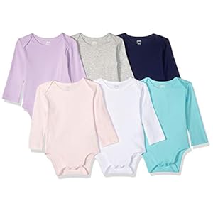 Amazon Essentials Unisex Babies, Toddlers and Kids’ Long-Sleeve Bodysuits, Pack of 6