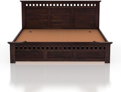 Image of FurnitureSheesham Wood Armania King Size Bed with Box Storage for Bedroom Solid Wood King Box Bed | Finish Color - Brown, DIY